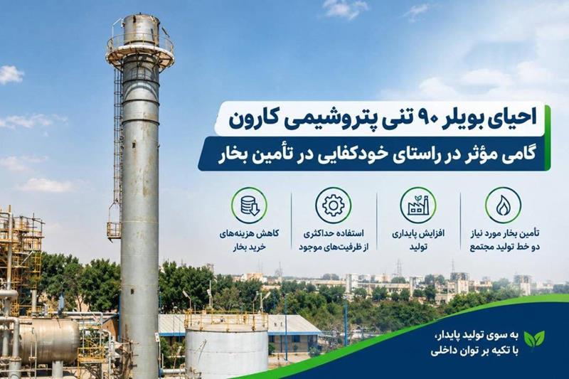 احیای بویلر ۹۰ تنی پتروشیمی کارون گامی مؤثر در راستای خودکفایی در تأمین بخار